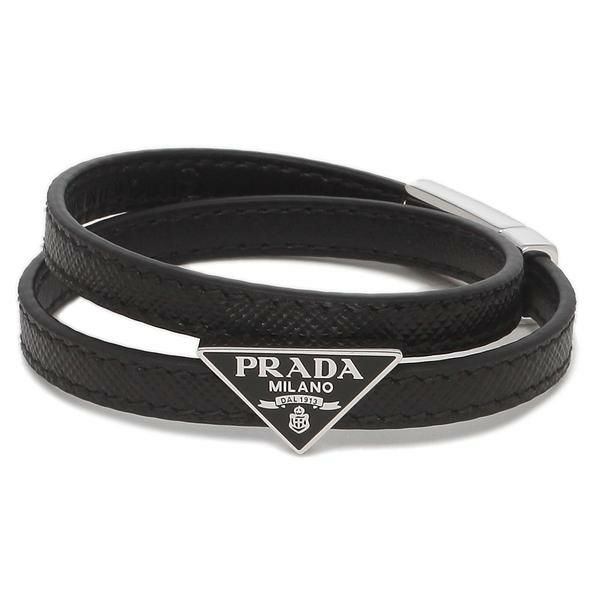 プラダ ブレスレット アクセサリー サフィアーノ レザー バングル ブラック メンズ PRADA 2IB286 053 F0002 詳細画像