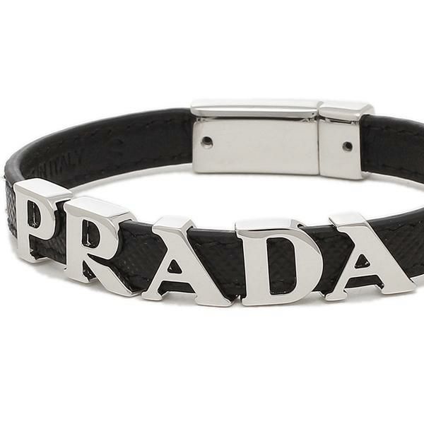 プラダ ブレスレット アクセサリー サフィアーノ レザー バングル ブラック メンズ PRADA 2IB290 053 F0002 詳細画像