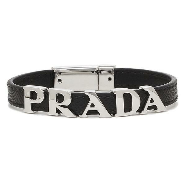 プラダ ブレスレット アクセサリー サフィアーノ レザー バングル ブラック メンズ PRADA 2IB290 053 F0002 詳細画像