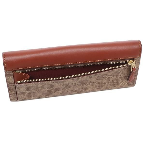 コーチ 長財布 SIGNATURE  ブラウン ベージュ レディース COACH C2327 B4NQ4 詳細画像