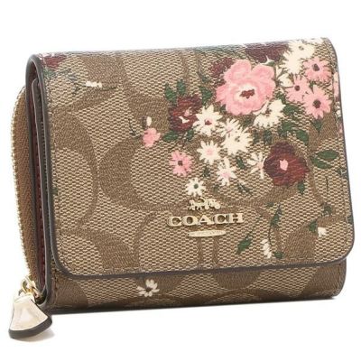 コーチ アウトレット 三つ折り財布 Signature 花柄 ミニ財布 ベージュ ピンク レディース Coach 6864 Ime7v 21春夏新作 Axes コーチ アウトレット 三つ折り財布 Signature 花柄 ミニ財布 ベージュ ピンク レディース Coach 6864 Ime7v 21春夏新作 Axes