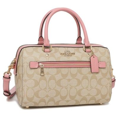 コーチ アウトレット ハンドバッグ ショルダーバッグ シグネチャー ベージュ ピンク レディース Coach 607 Imsdj 21春夏新作 Axes