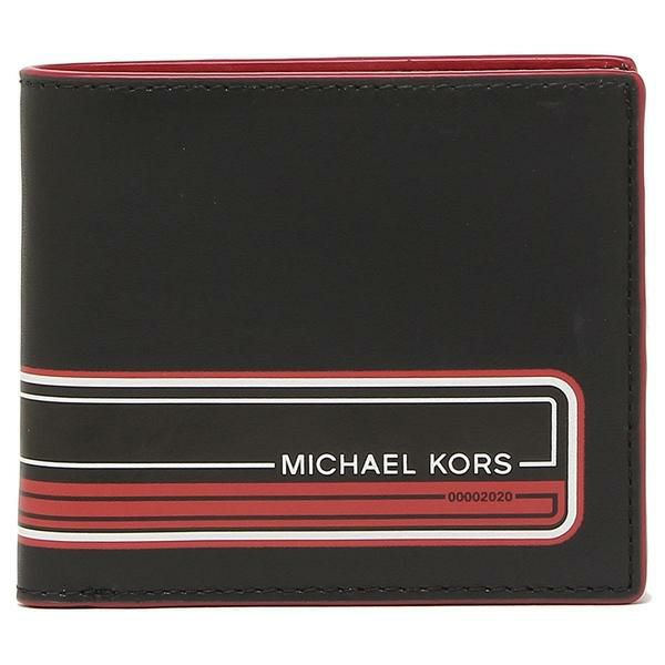 マイケルコース アウトレット 二つ折り財布 ケント  ブラック メンズ　MICHAEL KORS 36U0LKNF1L BLK CRIMSON 詳細画像