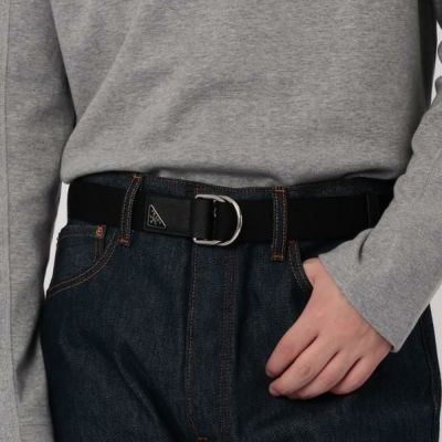 プラダ ベルト トライアングルロゴ ブラック メンズ PRADA