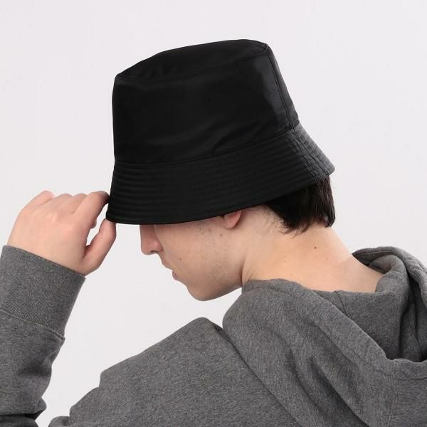 プラダ 帽子 ハット リナイロン バケットハット トライアングルロゴ ブラック メンズ レディース PRADA 2HC137 2DMI F0002 詳細画像