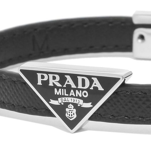 プラダ ブレスレット アクセサリー サフィアーノレザー バングル ブラック メンズ レディース PRADA 2IB289 053 F0002 詳細画像