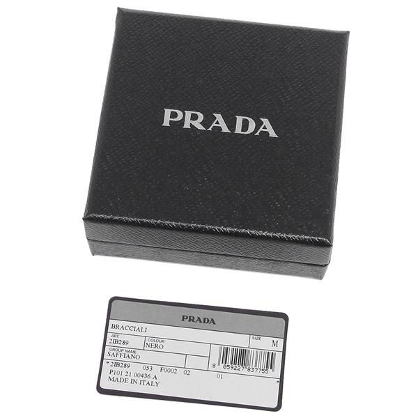 プラダ ブレスレット アクセサリー サフィアーノレザー バングル ブラック メンズ レディース PRADA 2IB289 053 F0002 詳細画像