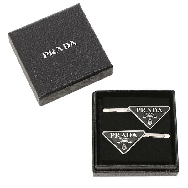 プラダ ヘアクリップ アクセサリー  トライアングルロゴ ヘアピン ブラック シルバー レディース PRADA 1IF051 2BA6 F0002 詳細画像