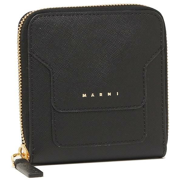 マルニ 二つ折り財布 ジップアラウンドウォレット ブラック レディース MARNI PFMOQ09U07 LV520 Z360N