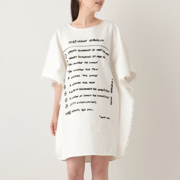 エムエムシックス メゾンマルジェラ Tシャツ ワンピース オーバーサイズ ホワイト レディース MM6 Maison Margiela S62CT0127 S30653 101
