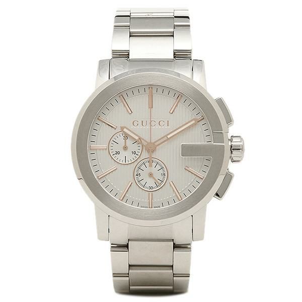 グッチ 時計 メンズ GUCCI YA101201 Gクロノ 腕時計 ウォッチ ホワイト/シルバー