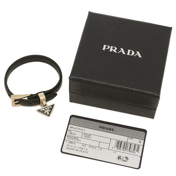 プラダ ブレスレット アクセサリー トライアングル サフィアーノ ブレスレット バングル ブラック レディース PRADA 1IB351 053 F0002 詳細画像