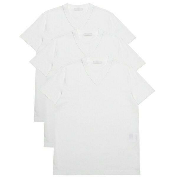 プラダ Tシャツ トップス コットンジャージー 3パックセット ホワイト メンズ PRADA UJM493 ILK 181 F0009 詳細画像