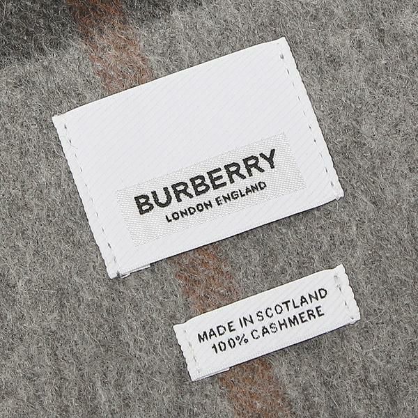 バーバリー マフラー クラシック チェック グレー メンズ レディース BURBERRY 8016395 A1345 詳細画像