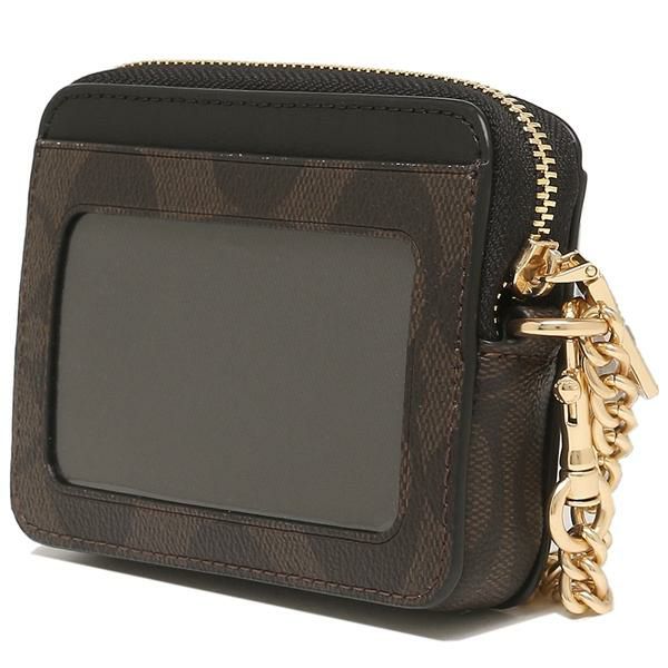 コーチ アウトレット カードケース コインケース シグネチャー ベージュ ブラック レディース COACH C1885 IMNOX 詳細画像