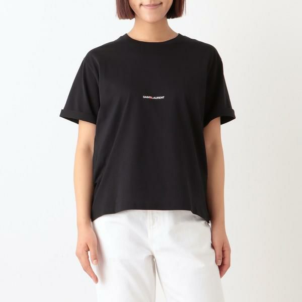 サンローランパリ Tシャツ トップス ロゴ ブラック レディース SAINT LAURENT PARIS 460876 YB2DQ 1000