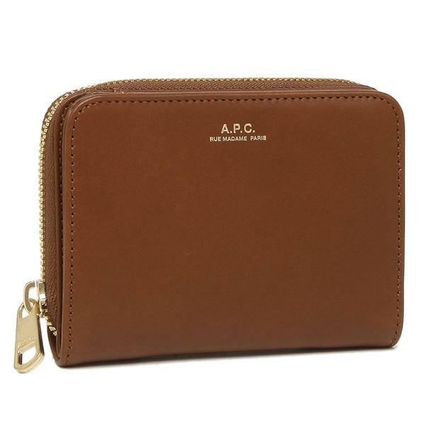 ★パリ発 A.P.C.★ハーフムーンカードホルダー 革 ロゴ 茶色系 アー・ぺー・セー A.P.C. ショルダーバッグ SAC DEMI-LUNE