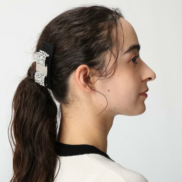 フェラガモ バレッタ アクセサリー レディース ヴァラ VARA リボン クリスタル Salvatore Ferragamo 342759 524894 ブラック 詳細画像