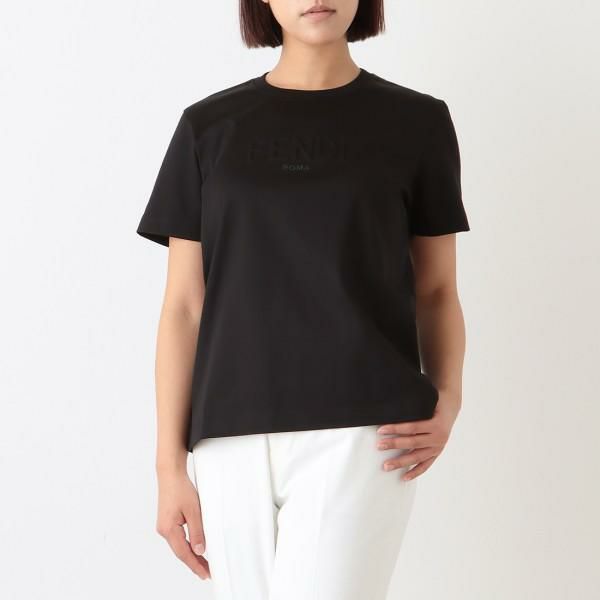 フェンディ Tシャツ トップス ロゴ ブラック レディース FENDI FS7254 AHLS F0GME