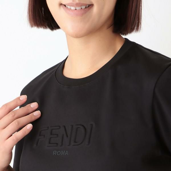 フェンディ Tシャツ トップス ロゴ ブラック レディース FENDI FS7254 AHLS F0GME 詳細画像