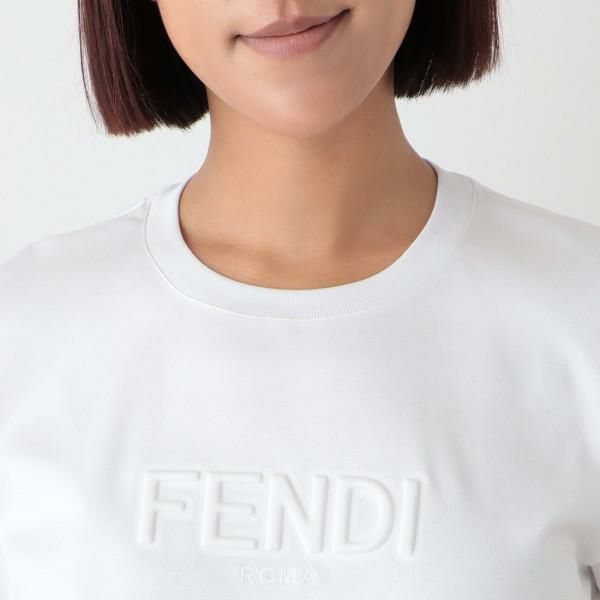 フェンディ Tシャツ トップス ロゴ ホワイト レディース FENDI FS7254 AHLS F0ZNM 詳細画像