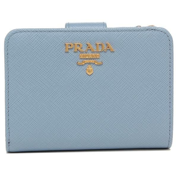 プラダ 二つ折り財布 サフィアーノメタルオロ Sサイズ ブルー レディース PRADA 1ML018 QWA F0637 詳細画像