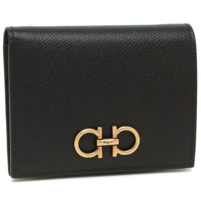サルヴァトーレフェラガモ 二つ折り財布 ガンチーニ コンパクト財布 ブラック レディース Salvatore Ferragamo 22D780 0726512 NERO