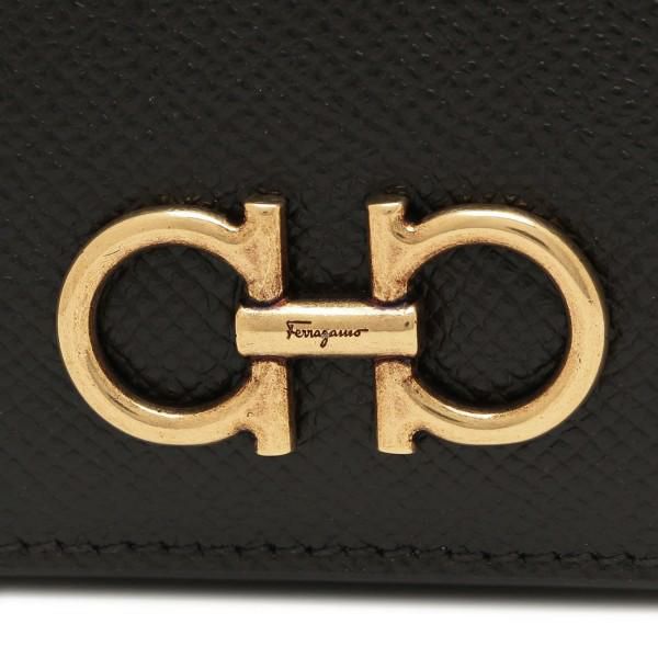 サルヴァトーレフェラガモ 二つ折り財布 ガンチーニ コンパクト財布 ブラック レディース Salvatore Ferragamo 22D780 0726512 NERO 詳細画像