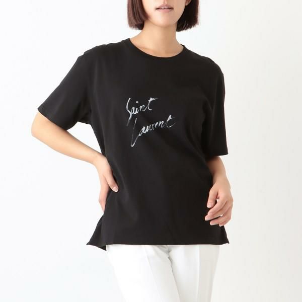 サンローランパリ Tシャツ トップス ロゴ ボーイフレンド ブラック レディース SAINT LAURENT PARIS 480335 YB2IS 9787