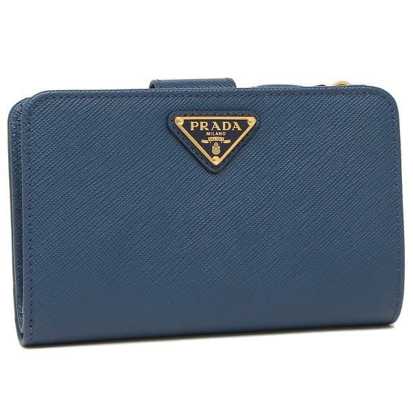プラダ 二つ折り財布 サフィアーノ Sサイズ トライアングルロゴ ブルー レディース PRADA 1ML225 QHH F0016