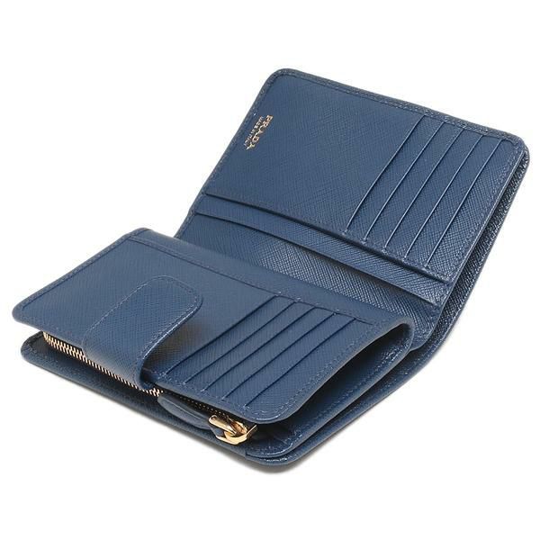 プラダ 二つ折り財布 サフィアーノ Sサイズ トライアングルロゴ ブルー レディース PRADA 1ML225 QHH F0016 詳細画像