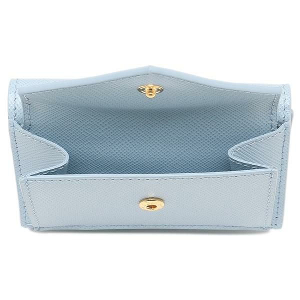 プラダ 三つ折り財布 サフィアーノメタルオロ ミニ財布 ブルー レディース PRADA 1MH021 QWA F0076 詳細画像