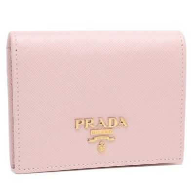 プラダ 二つ折り財布 サフィアーノメタルオロ ピンク レディース PRADA 