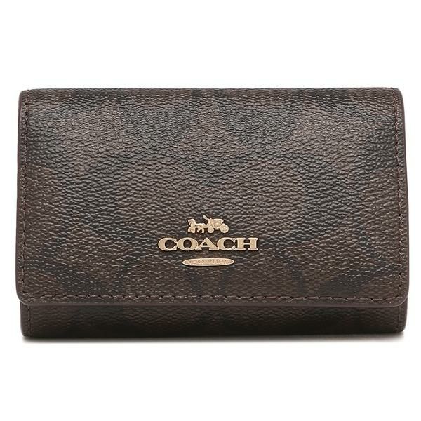 コーチ アウトレット キーケース シグネチャー ブラウン レッド レディース COACH 77998 IML72 詳細画像
