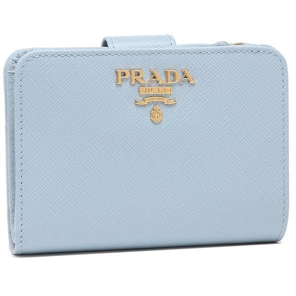 プラダ 二つ折り財布 サフィアーノメタルオロ ブルー レディース PRADA 1ML018 QWA F0076