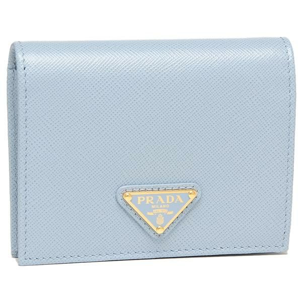 プラダ 二つ折り財布 サフィアーノ ミニ財布 ブルー レディース PRADA 1MV204 QHH F0076