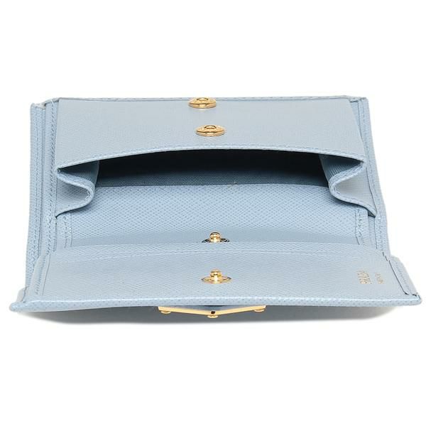 プラダ 二つ折り財布 サフィアーノ ミニ財布 ブルー レディース PRADA 1MV204 QHH F0076 詳細画像