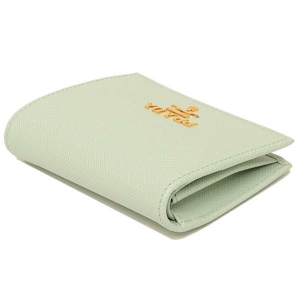 プラダ 二つ折り財布 サフィアーノメタルオロ ミニ財布 グリーン レディース PRADA 1MV204 QWA F0934 詳細画像