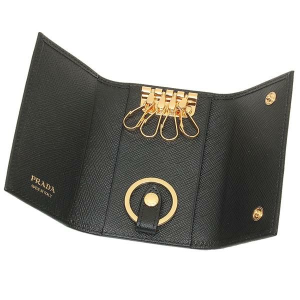 プラダ キーケース サフィアーノ トライアングルロゴ ブラック レディース PRADA 1PG004 QHH F0002 詳細画像