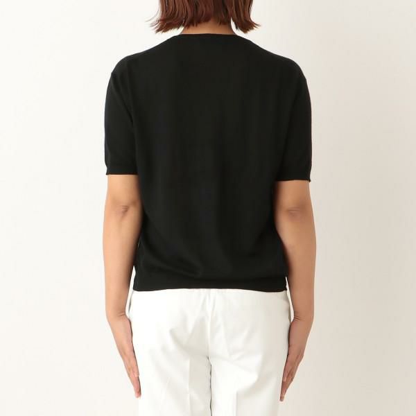 プラダ セーター トップス カシミアクルーネックセーター ロゴ ショートスリーブ ブラック レディース PRADA P24Q1S 102T 221 F0002 詳細画像