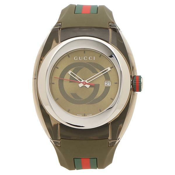 グッチ 時計 メンズ シンク46mm クォーツ グリーン GUCCI YA137106 ラバー