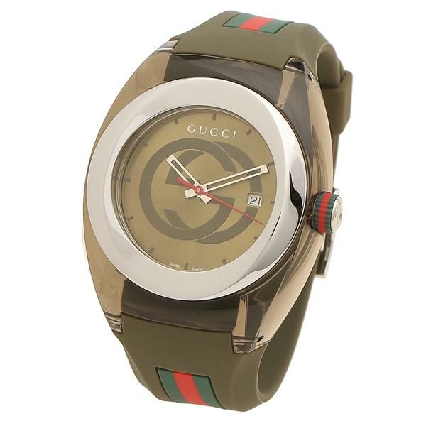 グッチ 時計 メンズ シンク46mm クォーツ グリーン GUCCI YA137106 ラバー