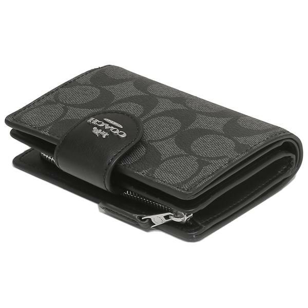 コーチ アウトレット 二つ折り財布 シグネチャー ブラック レディース COACH C0082 SVTSQ 詳細画像