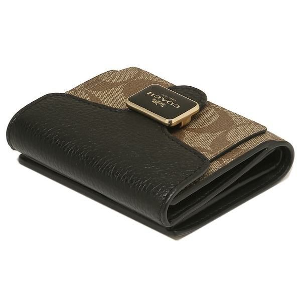 コーチ アウトレット 二つ折り財布 シグネチャー ベージュ ブラック レディース COACH C7805 IMLOV 詳細画像