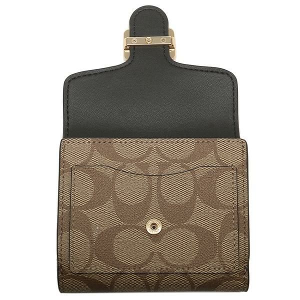 コーチ アウトレット 二つ折り財布 シグネチャー ベージュ ブラック レディース COACH C7805 IMLOV 詳細画像