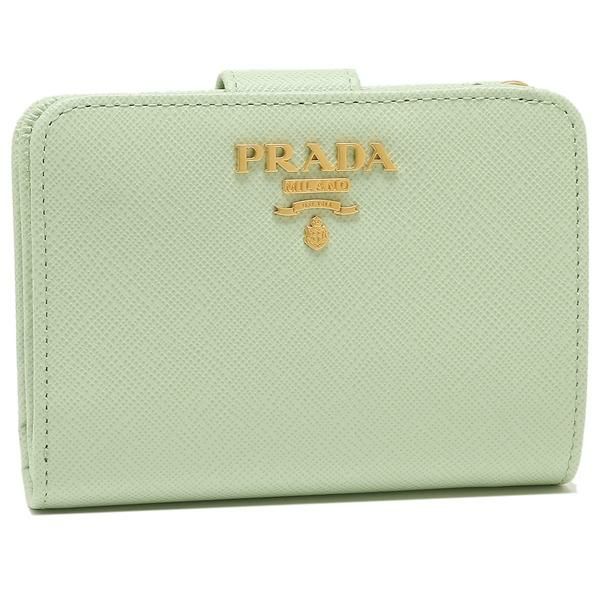 プラダ 二つ折り財布 サフィアーノメタルオロ Sサイズ グリーン レディース PRADA 1ML018 QWA F0934