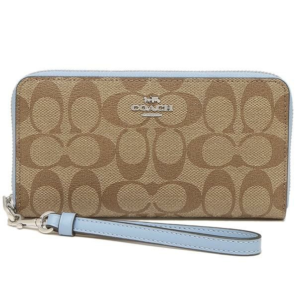 コーチ アウトレット 長財布 シグネチャー ベージュ マーブルブルー レディース COACH C4452 SVTV2 詳細画像