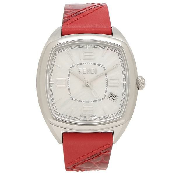 フェンディ 時計 レディース モメント32mm クォーツ パール レッド FENDI F220034573 レザー