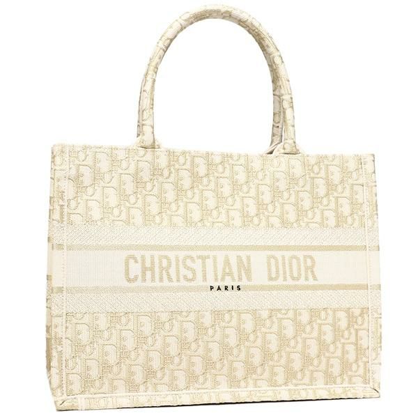 クリスチャンディオール トートバッグ ブックトート Sサイズ オブリーク エンブロイダリー ホワイト Christian Dior M1296ZTQR M01E A4対応