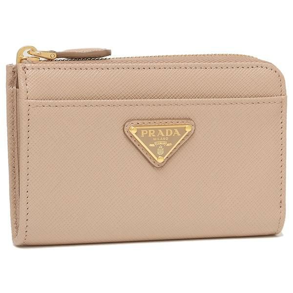 プラダ キーケース コインケース サフィアーノトライアングルロゴ ベージュ レディース PRADA 1PP122 QHH F0236
